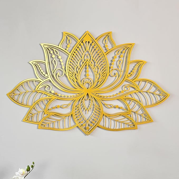 Colorfull Worlds Lotus Mandala Metal Wall Art (Gold, 26.3" x 17")