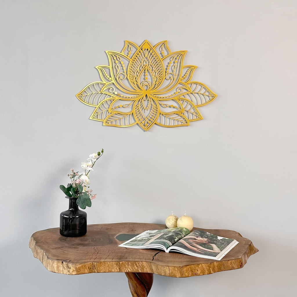 Colorfull Worlds Lotus Mandala Metal Wall Art (Gold, 26.3" x 17")