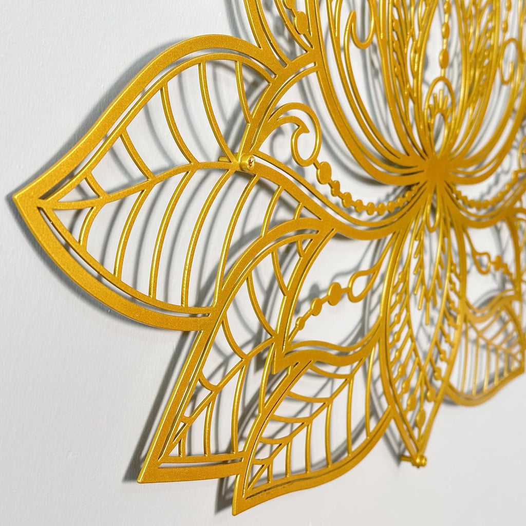 Colorfull Worlds Lotus Mandala Metal Wall Art (Gold, 26.3" x 17")