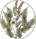 Fern Leaf Metal Wall Sculpture (Earth Tones, Round Design)