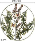 Fern Leaf Metal Wall Sculpture (Earth Tones, Round Design)