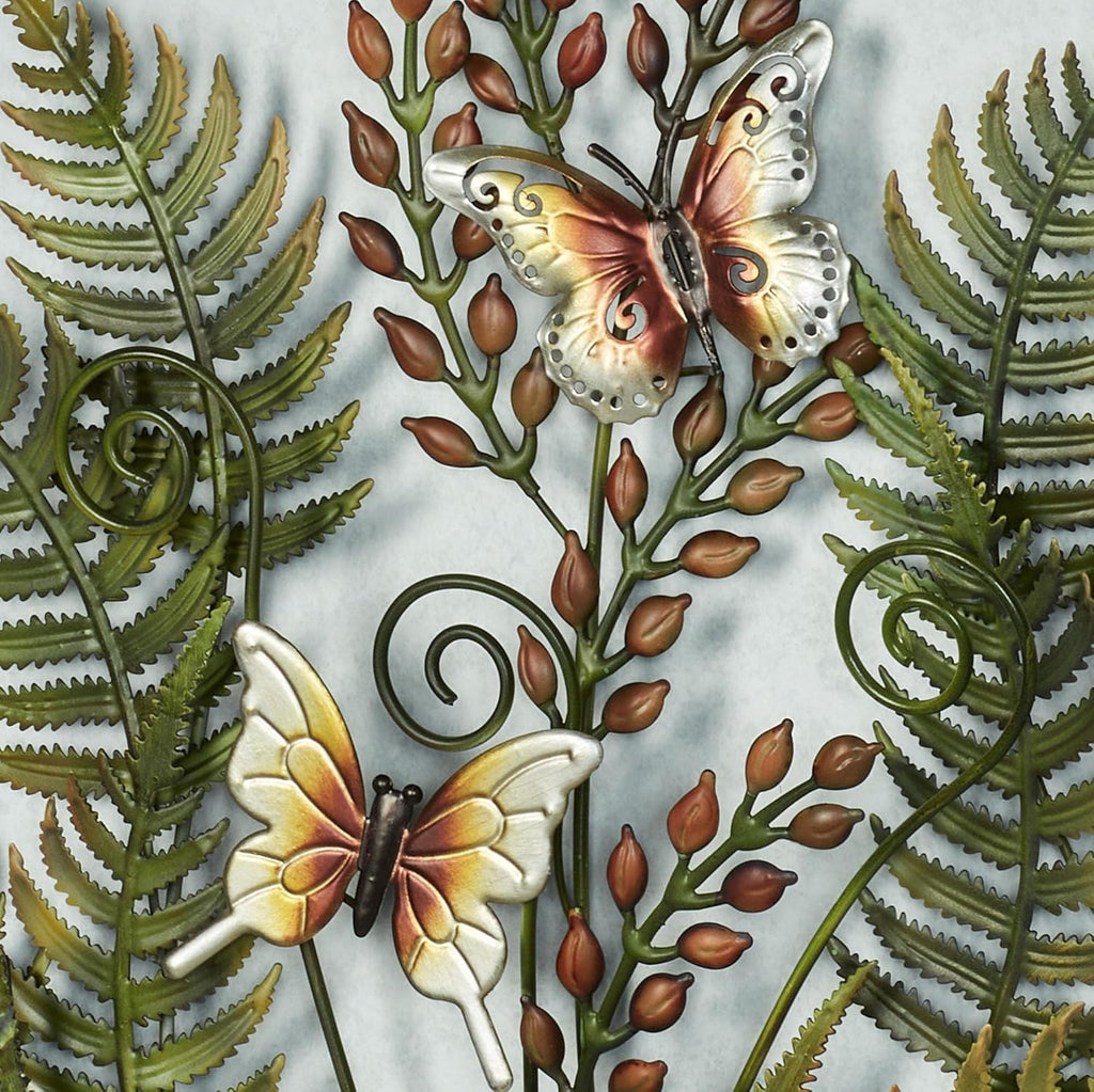 Fern Leaf Metal Wall Sculpture (Earth Tones, Round Design)
