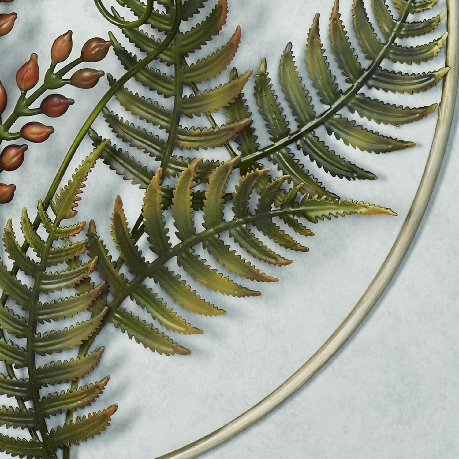 Fern Leaf Metal Wall Sculpture (Earth Tones, Round Design)