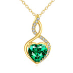Sterling Silver Gold-Plated Emerald Heart Infinity Necklace