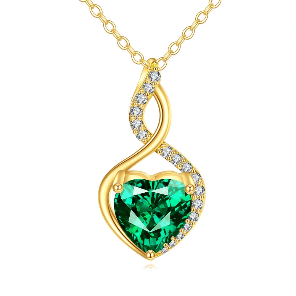 Sterling Silver Gold-Plated Emerald Heart Infinity Necklace