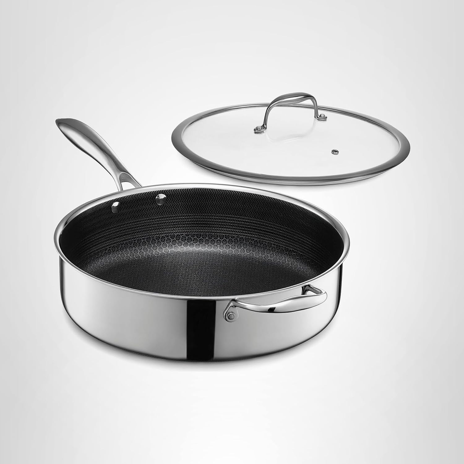 HexClad 5.5-Qt Hybrid Nonstick Deep Sauté Pan with Lid