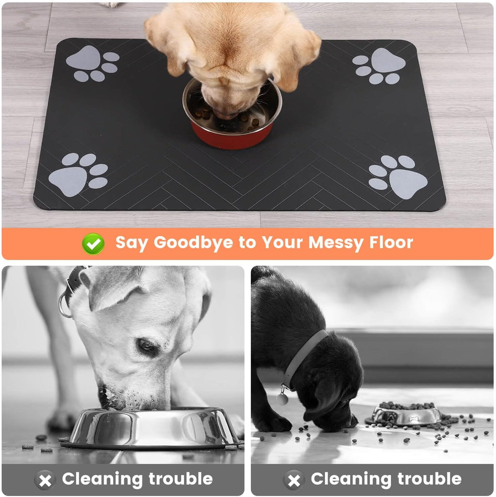 Absorbent Pet Feeding Mat with Waterproof Backing (20”×12”)