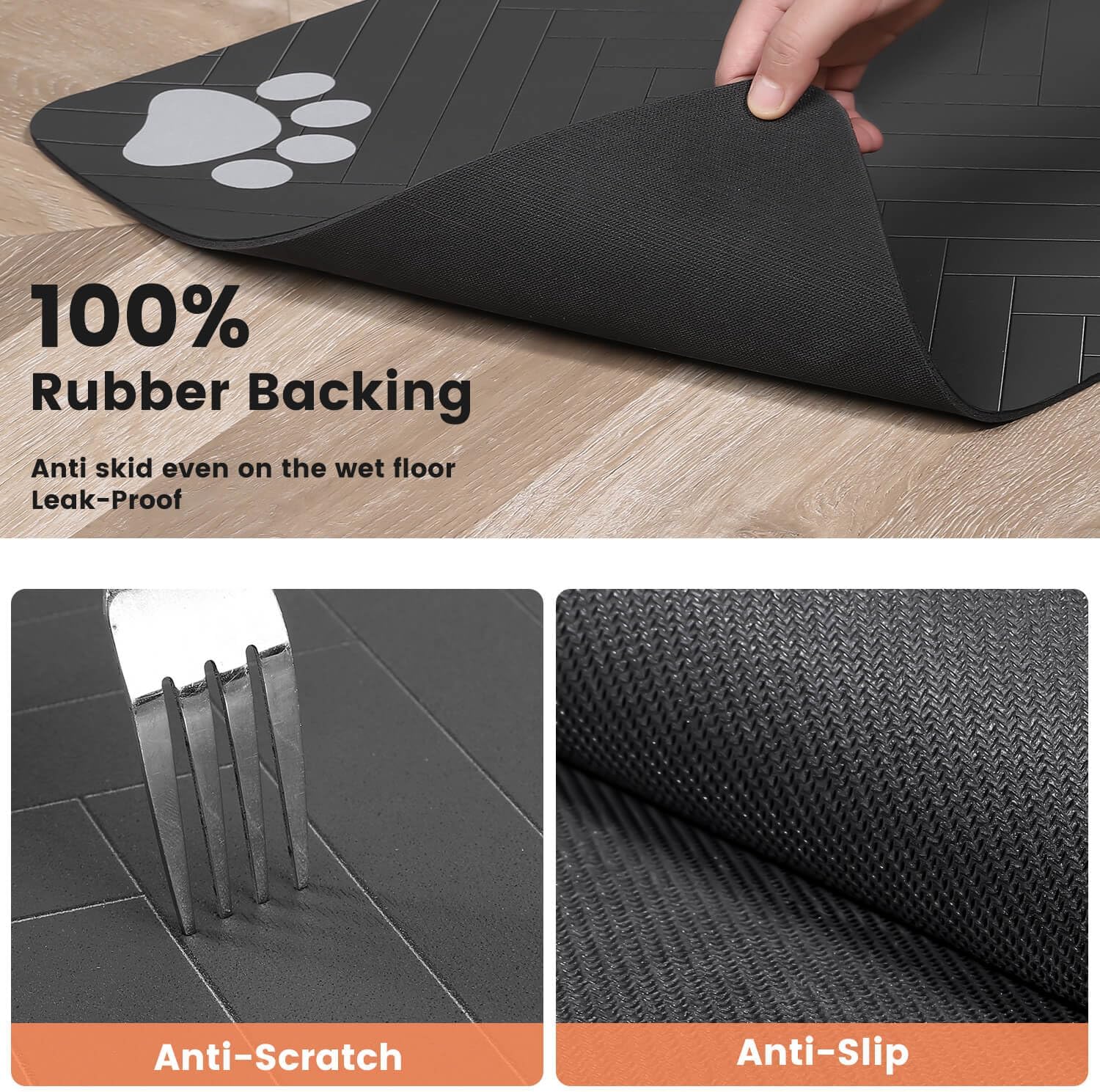 Absorbent Pet Feeding Mat with Waterproof Backing (20”×12”)