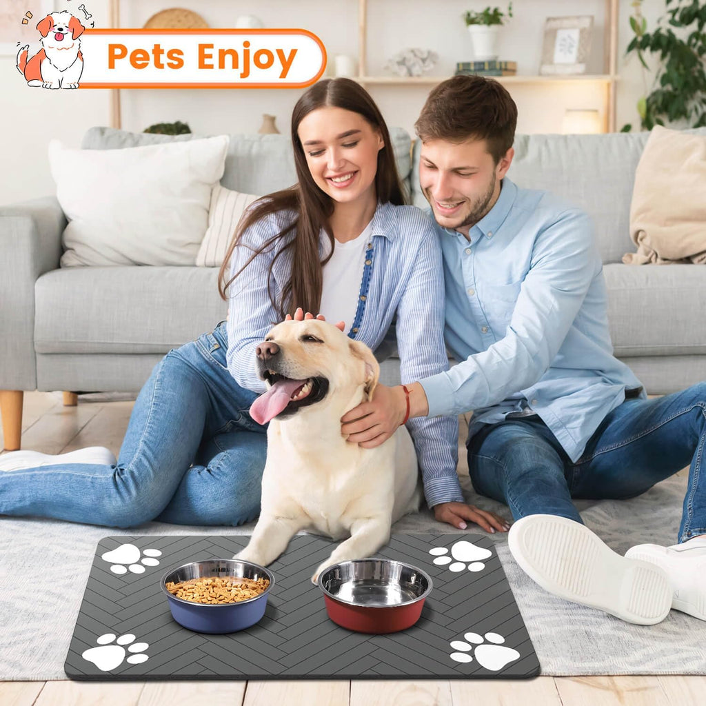 Absorbent Pet Feeding Mat with Waterproof Backing (20”×12”)