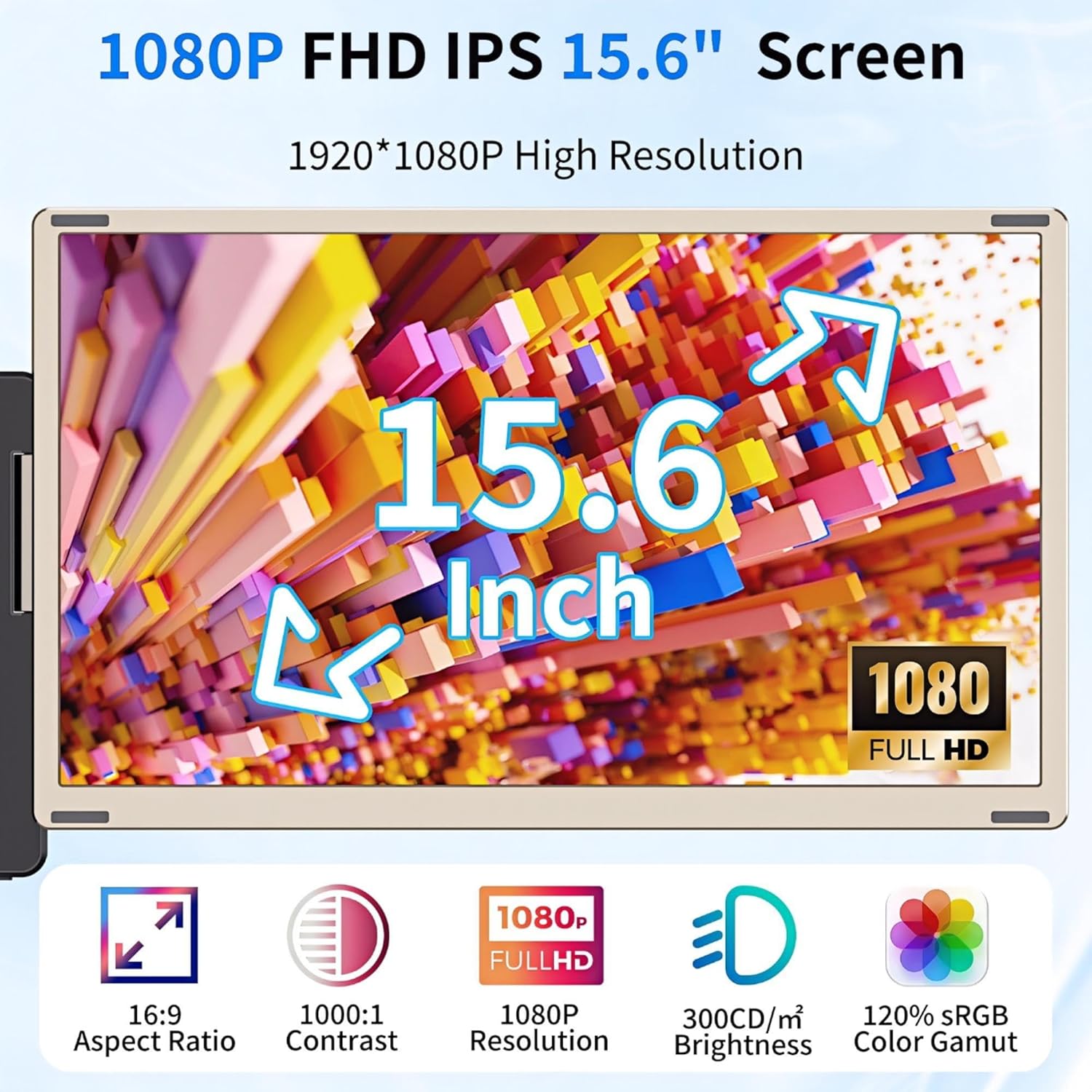 CIDETTY Laptop Screen Extender – 15.6” FHD Triple Portable Monitor