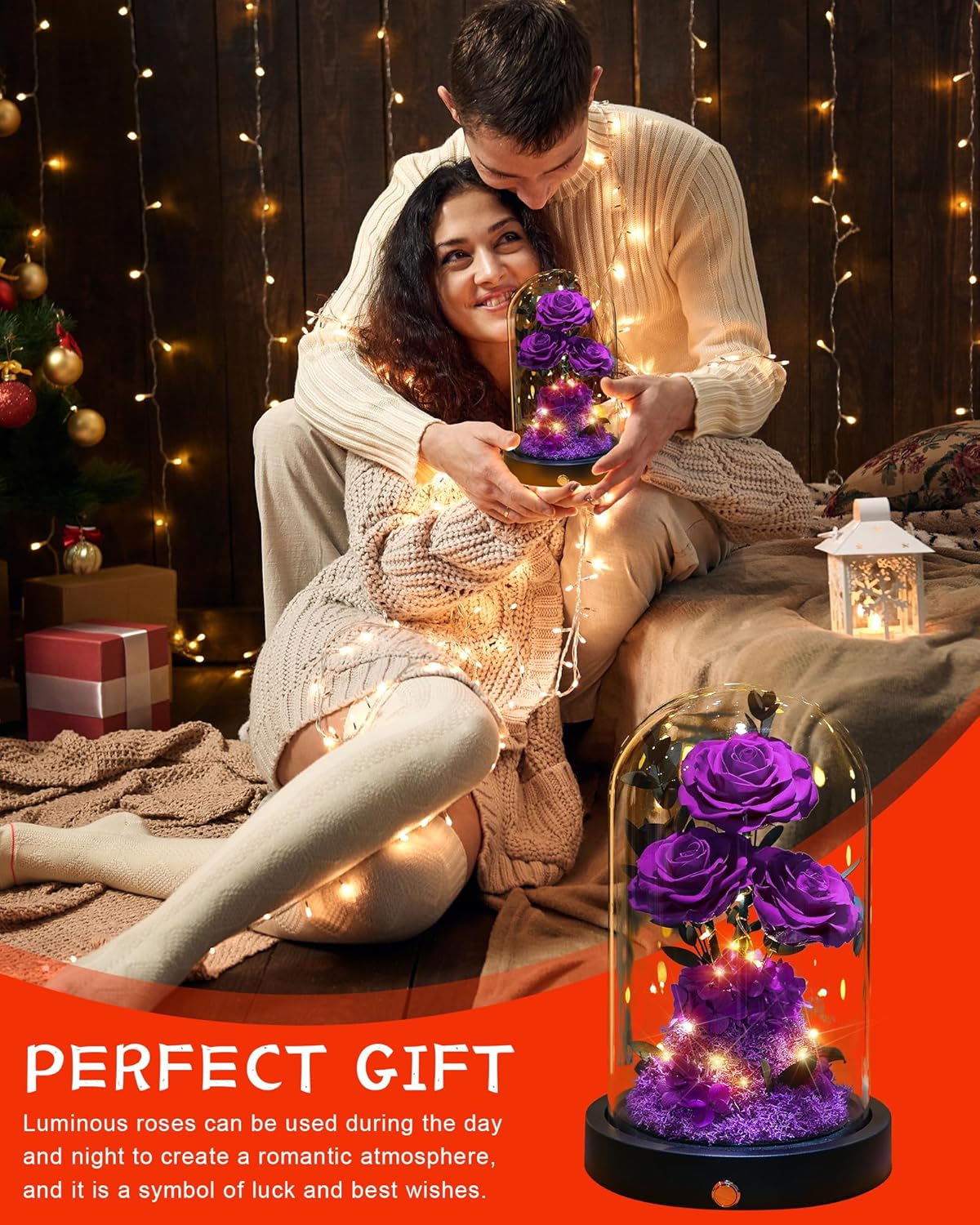 Purple Rose Gift for Her | Romantic Gift for Wife, Girlfriend, or Mom