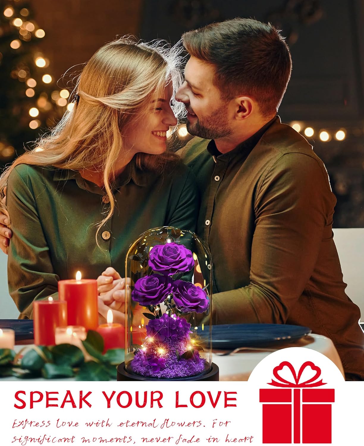 Purple Rose Gift for Her | Romantic Gift for Wife, Girlfriend, or Mom