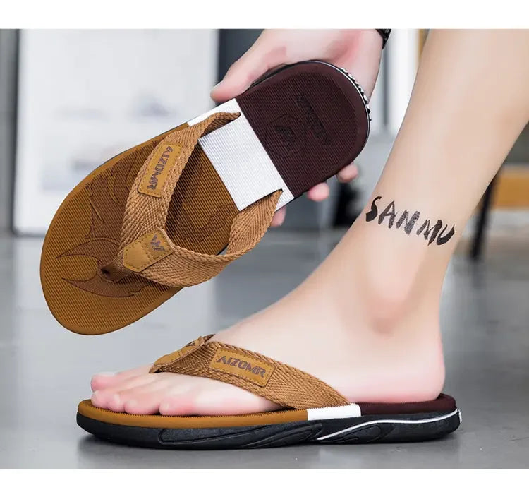 Men’s Striped EVA Flip-Flops: Summer Outdoor Sandals
