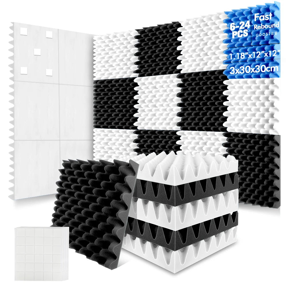 12 Pack Acoustic Wedge Foam Panels 2" x 12" x 12" Soundproofing Noise Cancelling