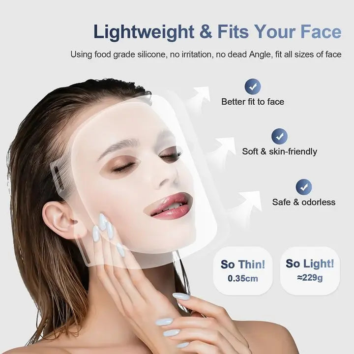 Silicone Red Light Therapy Face Mask 7 Color LED Anti Aging