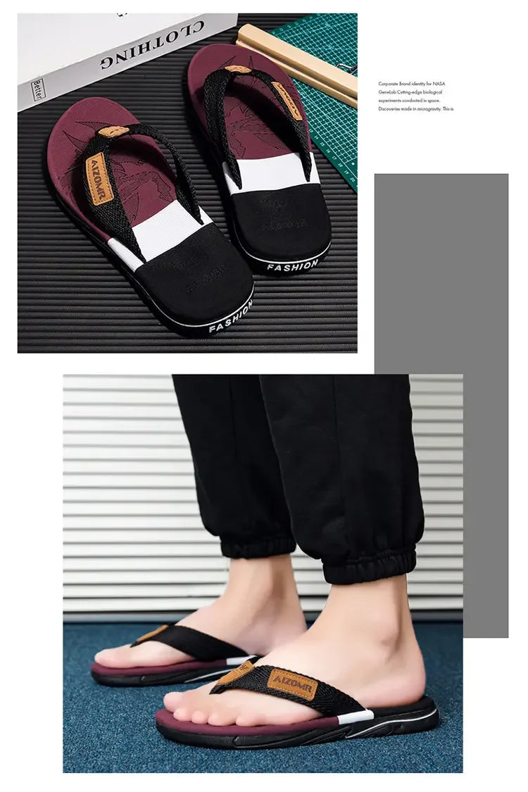 Men’s Striped EVA Flip-Flops: Summer Outdoor Sandals