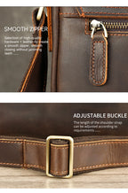 WESTAL Men Crazy Horse Leather Messenger Satchel Bag Large Capacity Leather Shoulder Bag Genuine Leather Crossbody Bag for Men