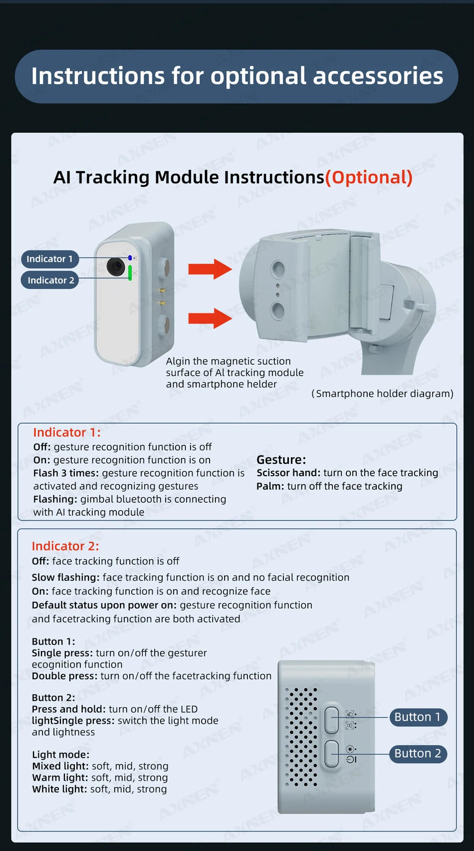 AXNEN AI Smartphone Gimbal 3-Axis Foldable Follow Focus Stabilizer with AI-Module Tripod Stand for Tiktok Vlog Video Photography