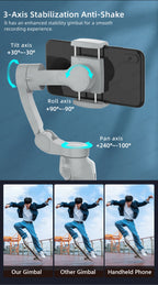 AXNEN AI Smartphone Gimbal 3-Axis Foldable Follow Focus Stabilizer with AI-Module Tripod Stand for Tiktok Vlog Video Photography