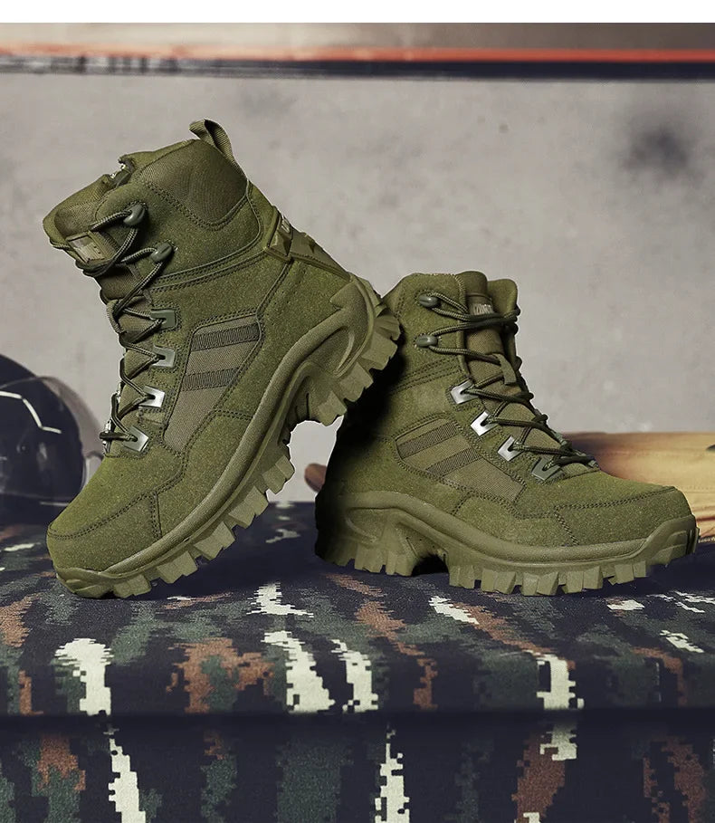 Large Size High Top Outdoor Tactical Boots for Men New Style Field Boots Anti Slip Flight Boots Mining Work Boots Shoes