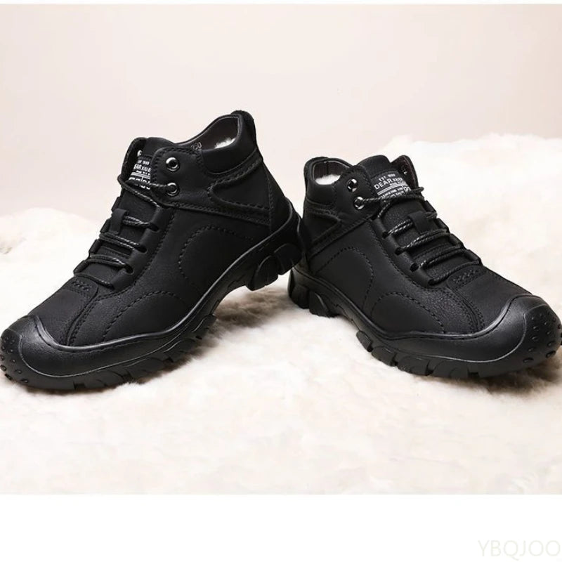 Men's Winter Velvet Thick Boots Outdoor High Top Snow boots Casual Waterproof Shoes New Lace Up Men Cotton Shoes Botas Zapatos ﻿