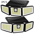 Solar Lights Outdoor 164 LED High Brightness 3 Heads 270° Wide Angle Motion Sensor IP65 Waterproof Security Lighting
