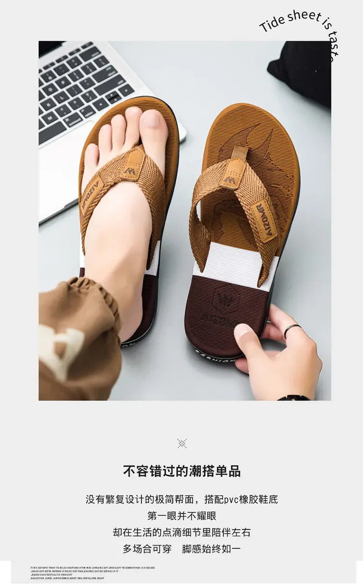 Men’s Striped EVA Flip-Flops: Summer Outdoor Sandals