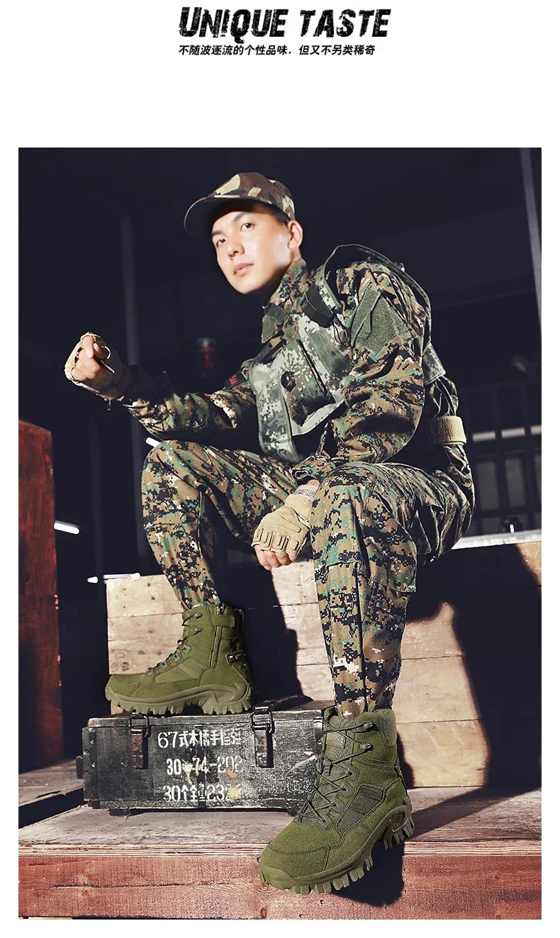 Men Climbing Shoes Tactical Boots Waterproof Military High Quality Motorcycle Hunting Hiking Shoes Breathable Army Boot Brand
