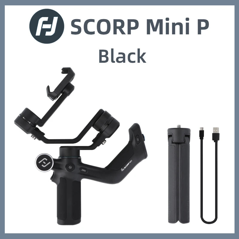 FeiyuTech Scorp Mini-P Kit 3 Axis Smartphone Gimbal, AI Tracker, Fill Light, for iPhone 16 Pro Max and Android Stabilizer