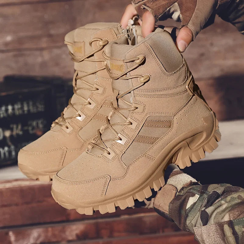 Large Size High Top Outdoor Tactical Boots for Men New Style Field Boots Anti Slip Flight Boots Mining Work Boots Shoes