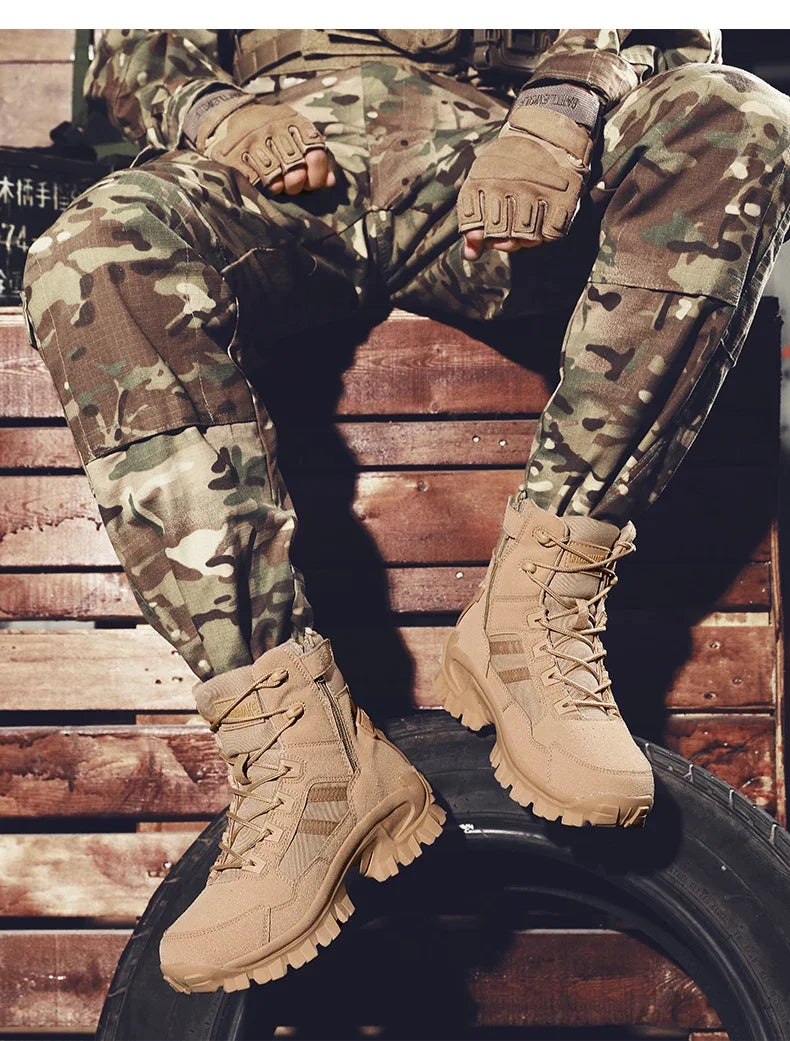 Men Climbing Shoes Tactical Boots Waterproof Military High Quality Motorcycle Hunting Hiking Shoes Breathable Army Boot Brand