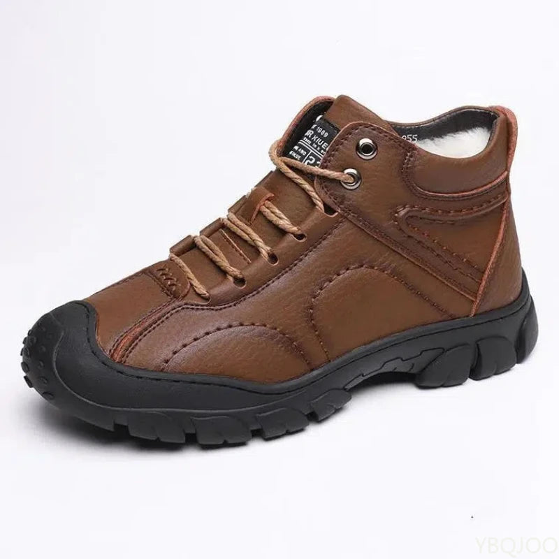 Men's Winter Velvet Thick Boots Outdoor High Top Snow boots Casual Waterproof Shoes New Lace Up Men Cotton Shoes Botas Zapatos ﻿