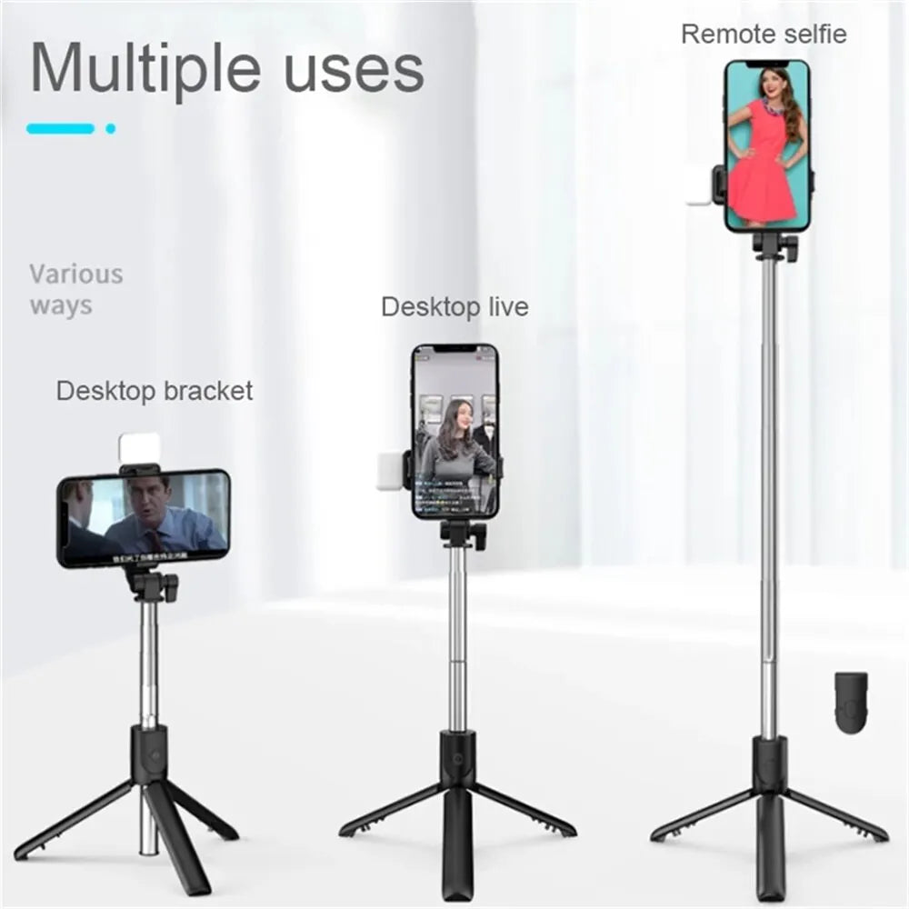 Bluetooth Selfie Stick Tripod with Remote & LED Light