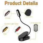 USB-C Rechargeable Clip-On Reading Light – Adjustable Brightness