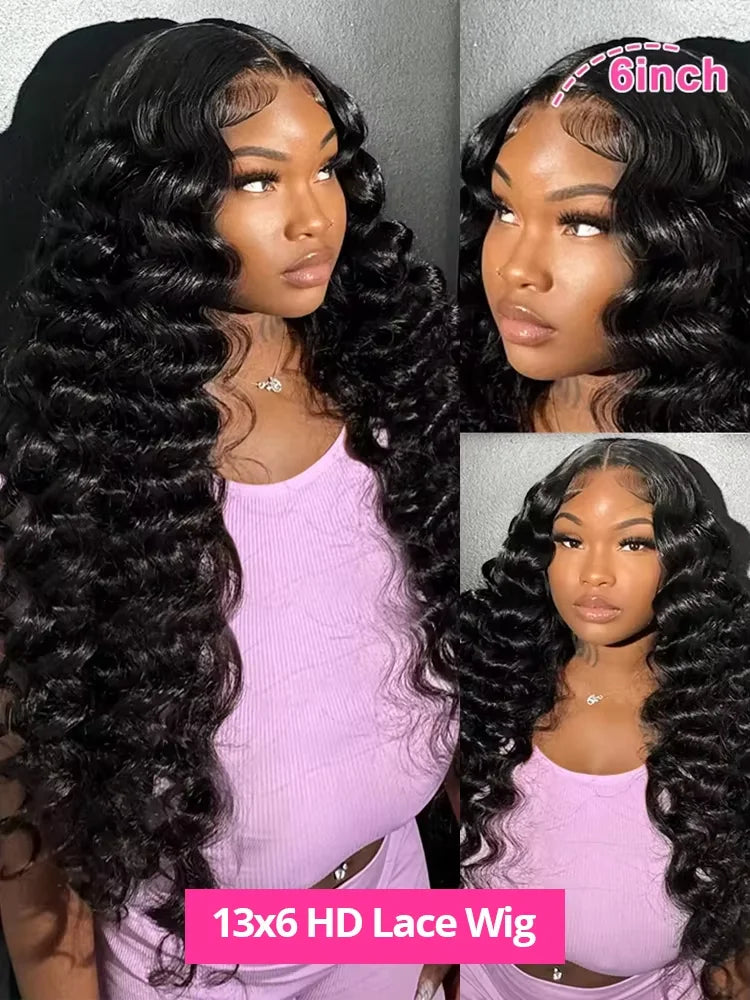 300 Density Loose Deep Wave 13x6 Hd Lace Front Human Hair Wig For Women Brazilian Curly Glueless Wigs On Clearance Sale 30 inch