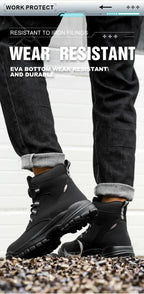 Waterproof Safety Boots Men Indestructible Steel Toe Work Boots Anti-smash Stab-resistant Safety Shoes Biker Botas Para Hombre