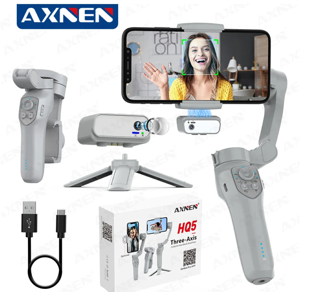 AXNEN AI Smartphone Gimbal 3-Axis Foldable Follow Focus Stabilizer with AI-Module Tripod Stand for Tiktok Vlog Video Photography