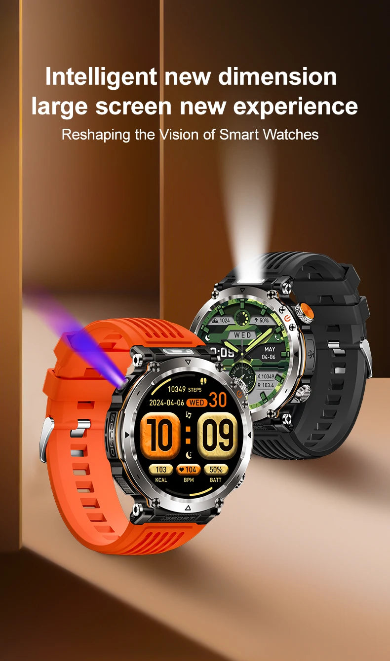 LIGE New Waterproof Smart Watch 600mAh Outdoor Riding Smart Clock Compass Heart Rate Flashlight Bluetooth Call Sports Smartwatch
