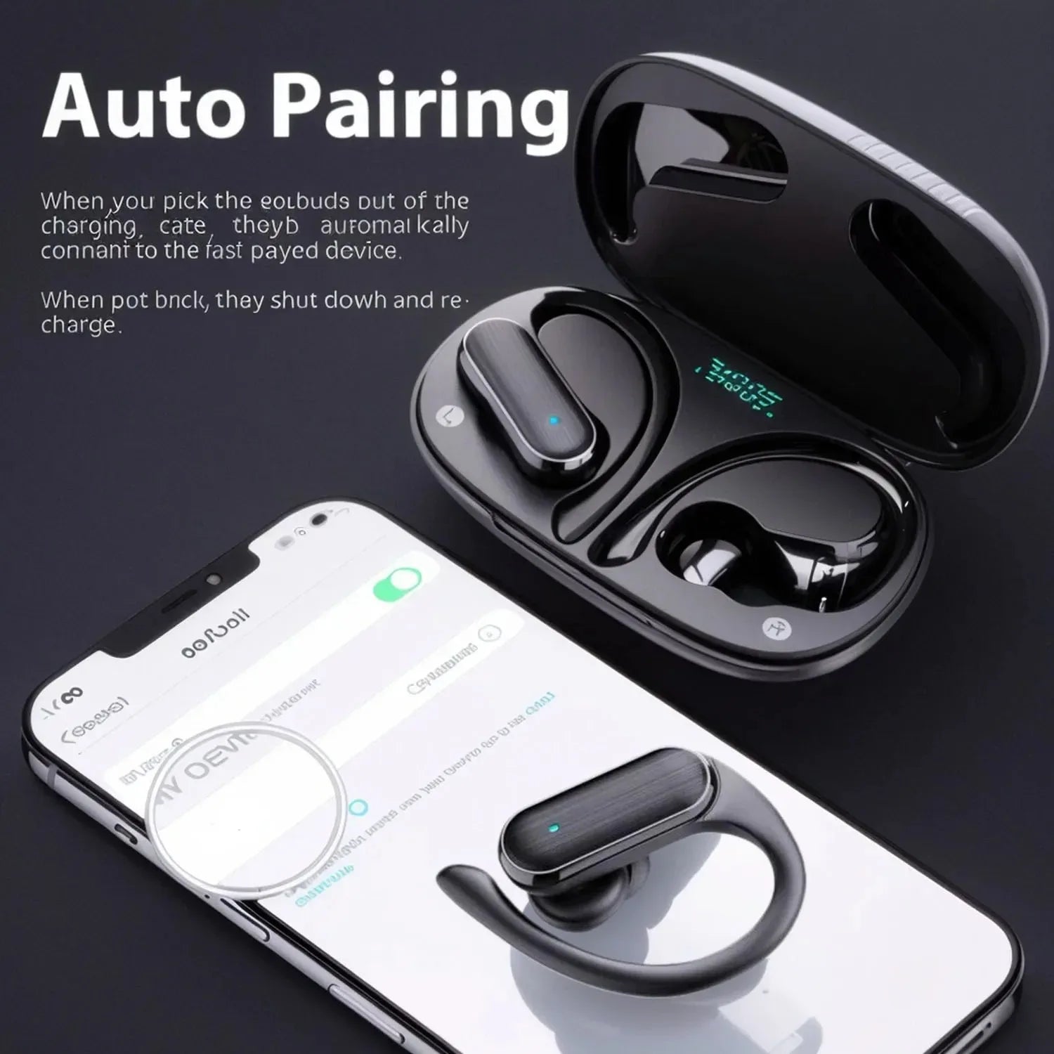 Open-Ear Bluetooth Earbuds with Charging Case