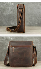 WESTAL Men Crazy Horse Leather Messenger Satchel Bag Large Capacity Leather Shoulder Bag Genuine Leather Crossbody Bag for Men