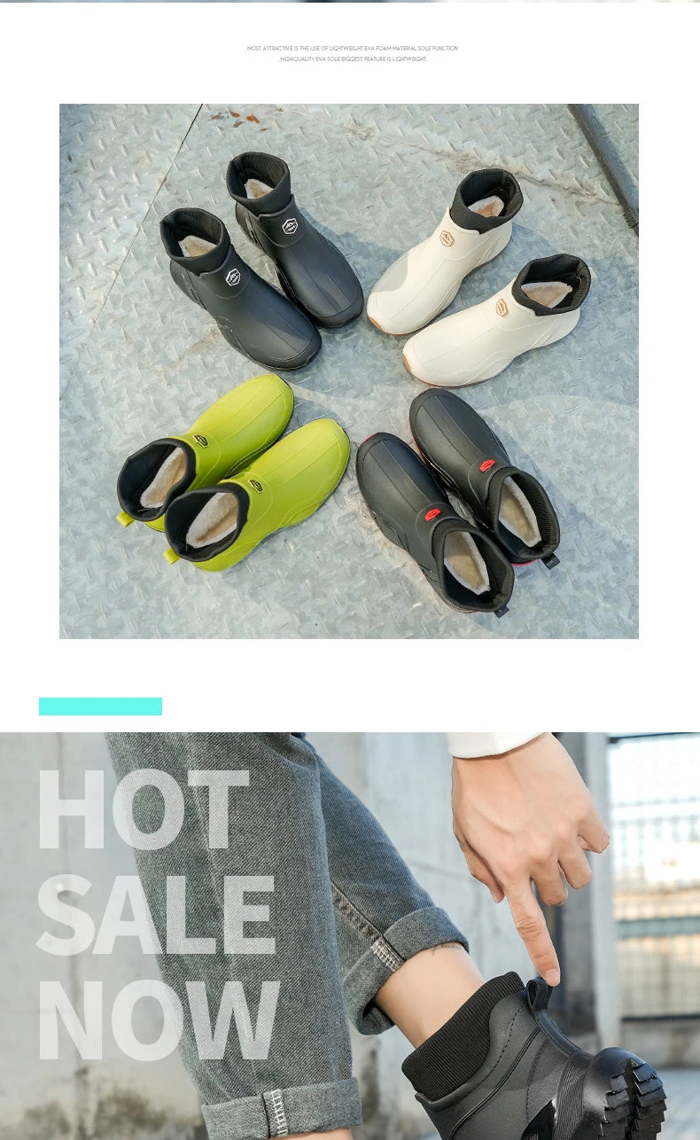 Winter Waterproof Fleece-Lined Rain Boots (Men & Women)