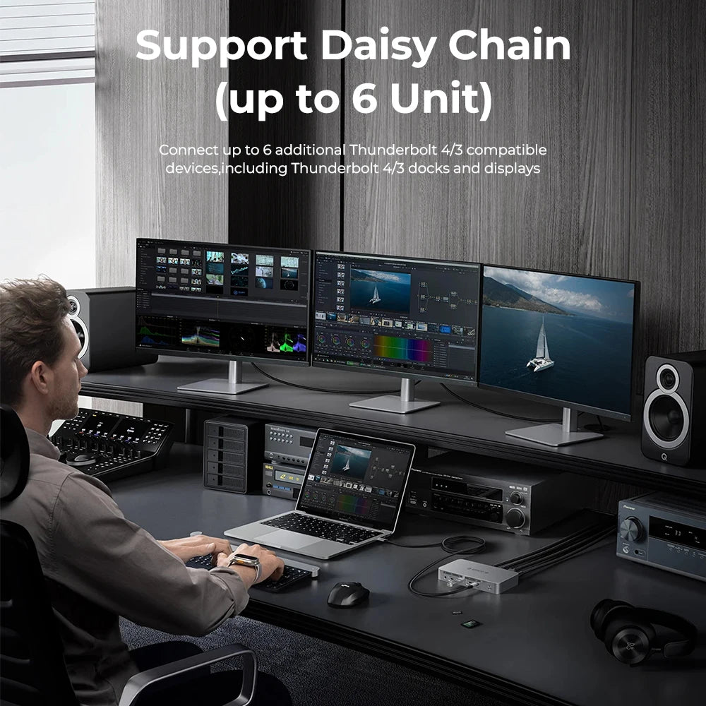 ORICO Thunderbolt 4 40Gbps USB Type-C Docking Station with HDMI-Compatible/Card Reader/RJ45