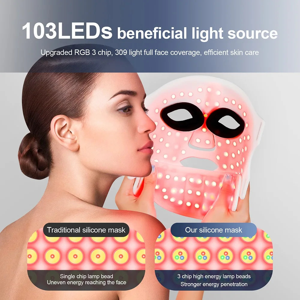 Silicone Red Light Therapy Face Mask 7 Color LED Anti Aging