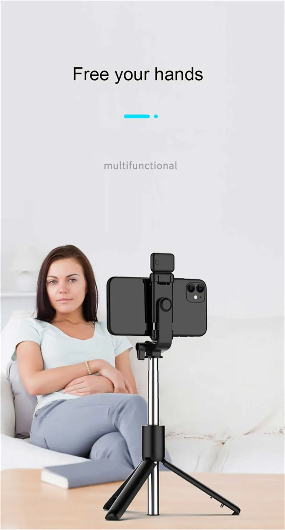 Bluetooth Selfie Stick Tripod with Remote & LED Light