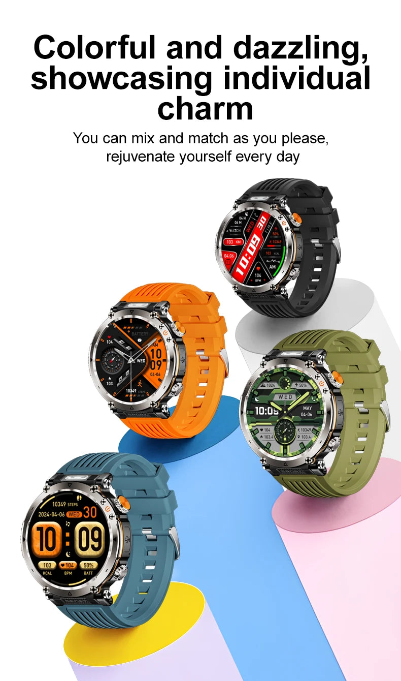 LIGE New Waterproof Smart Watch 600mAh Outdoor Riding Smart Clock Compass Heart Rate Flashlight Bluetooth Call Sports Smartwatch
