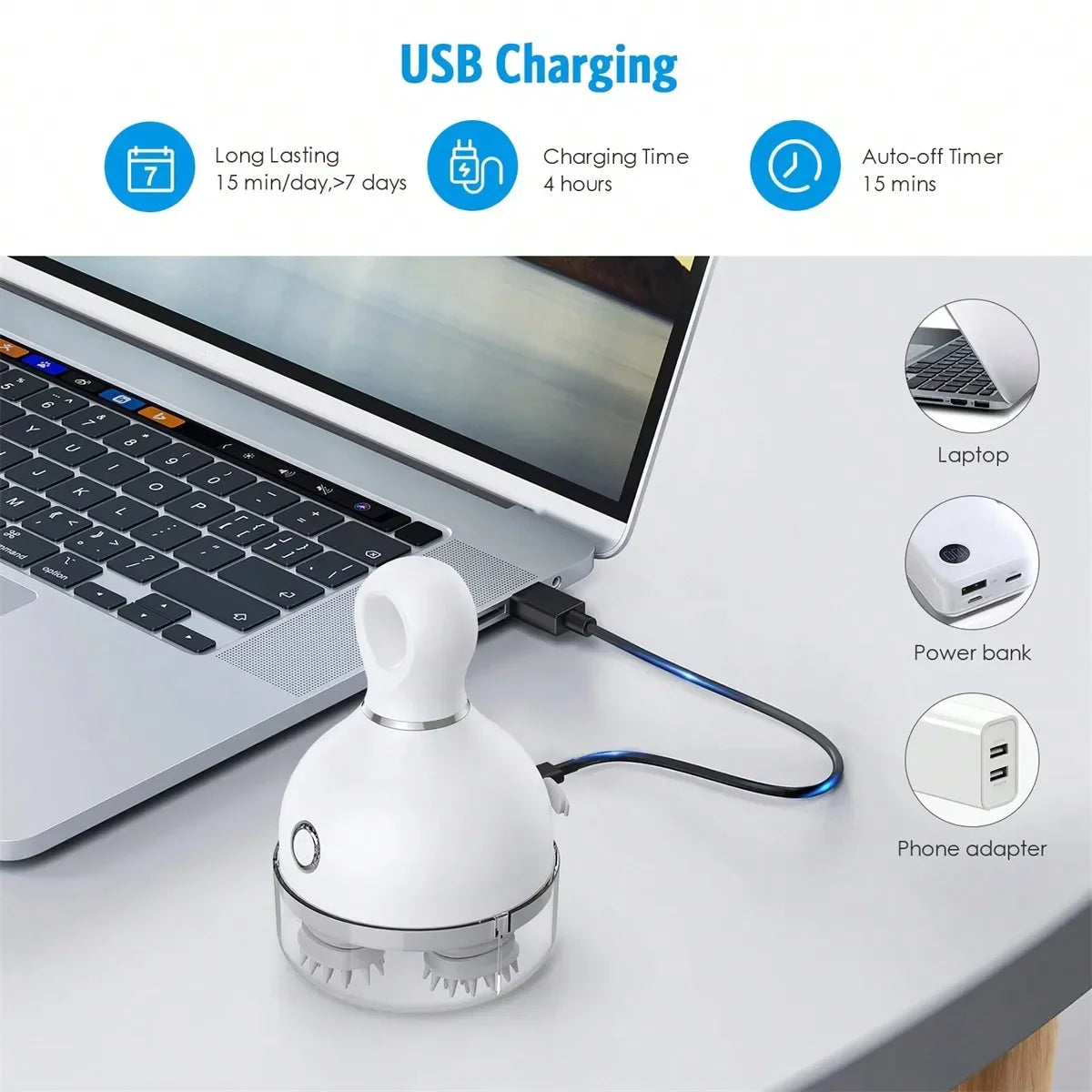 Electric Scalp Massager With Kneading And Massage Nodes