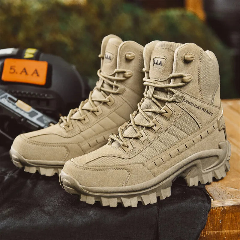 Men's Large Size Outdoor Training Camping Tactical Boots Anti-slip Wear-resistant Mountain Climbing Military Boots Breathable...
