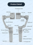 AXNEN AI Smartphone Gimbal 3-Axis Foldable Follow Focus Stabilizer with AI-Module Tripod Stand for Tiktok Vlog Video Photography