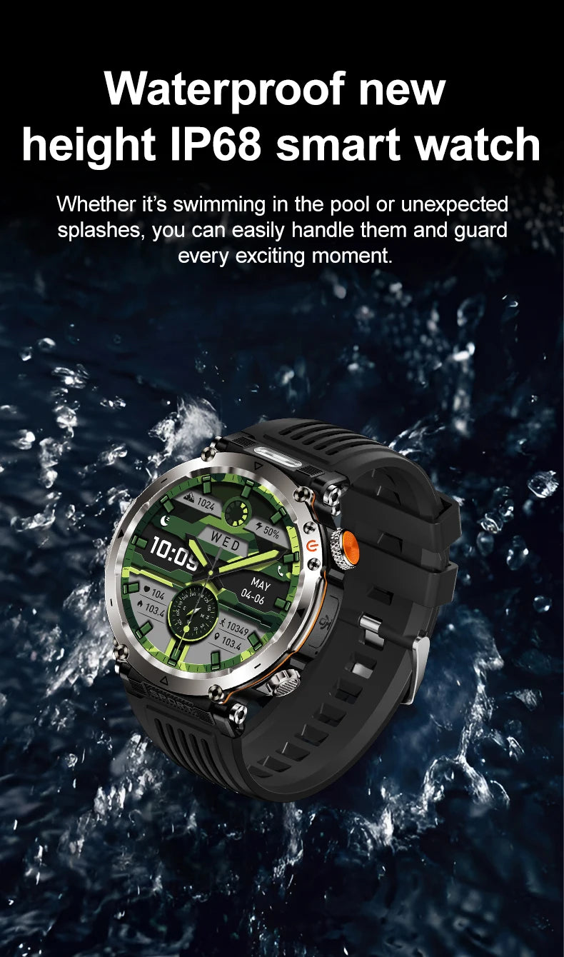 LIGE New Waterproof Smart Watch 600mAh Outdoor Riding Smart Clock Compass Heart Rate Flashlight Bluetooth Call Sports Smartwatch