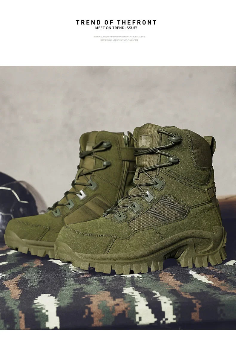 Large Size High Top Outdoor Tactical Boots for Men New Style Field Boots Anti Slip Flight Boots Mining Work Boots Shoes